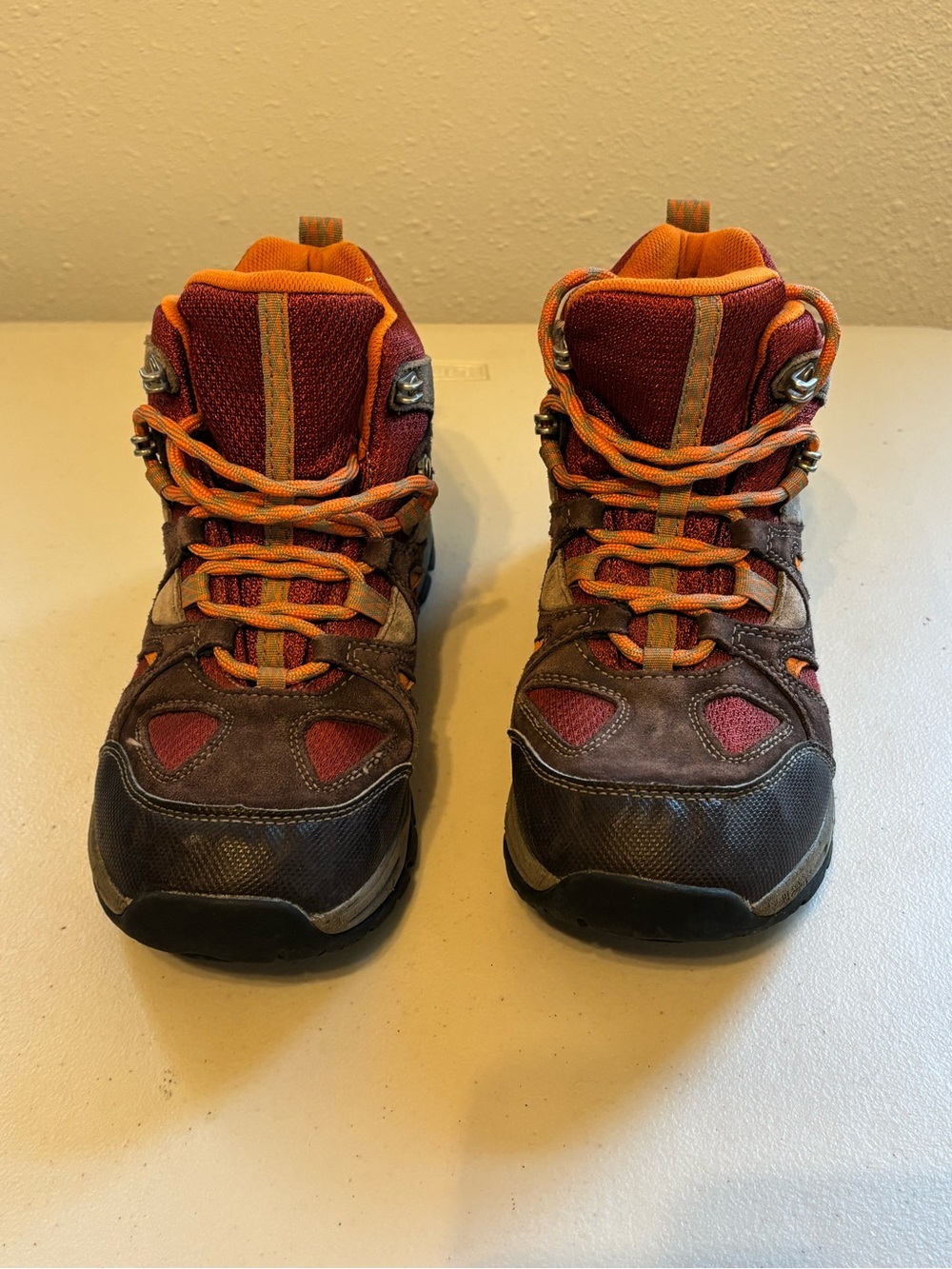 L.L. Bean Kids Orange and Brown Hiking Boots